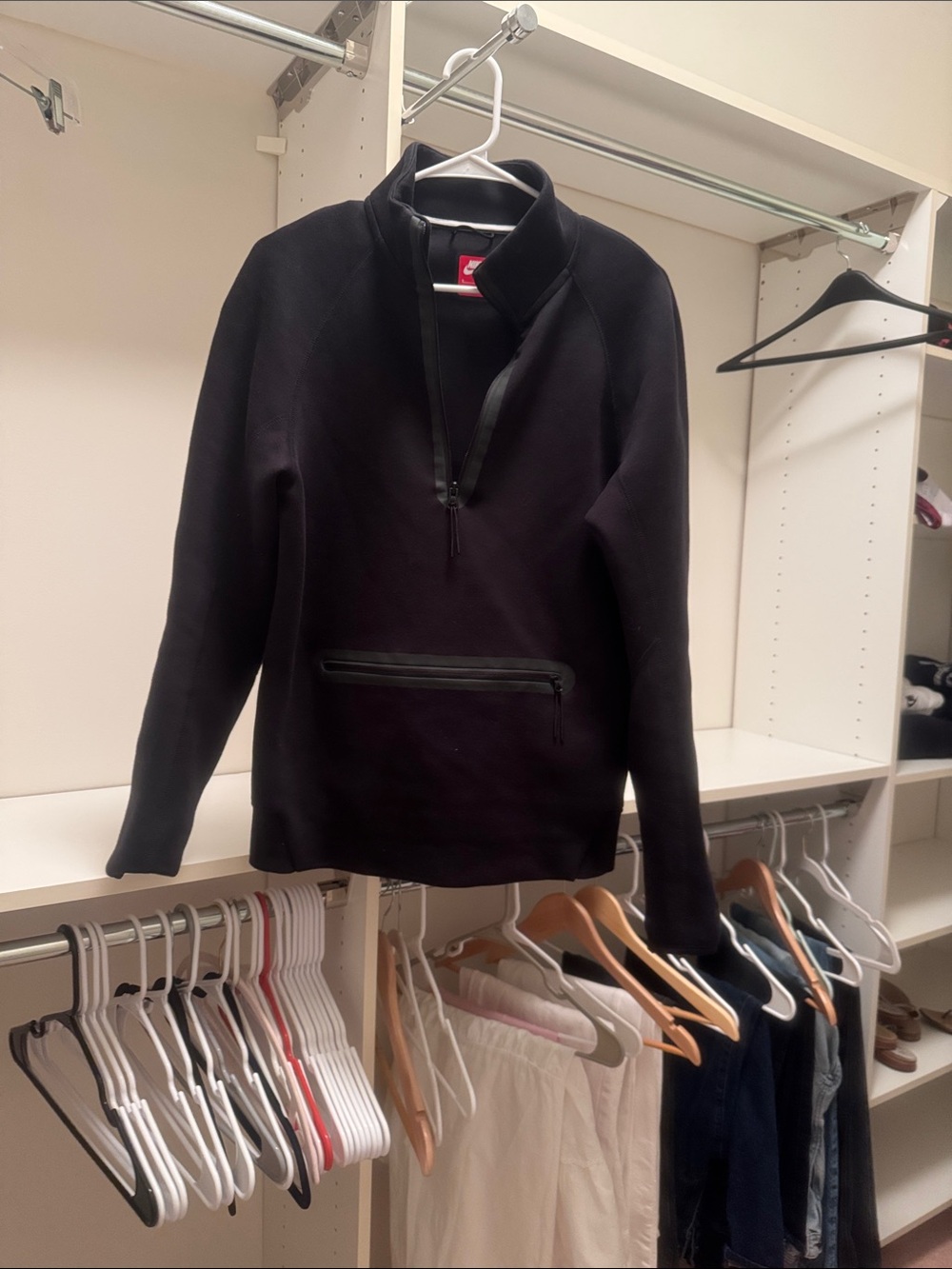 Black Quarter-Zip Pullover with Front Zip Pocket